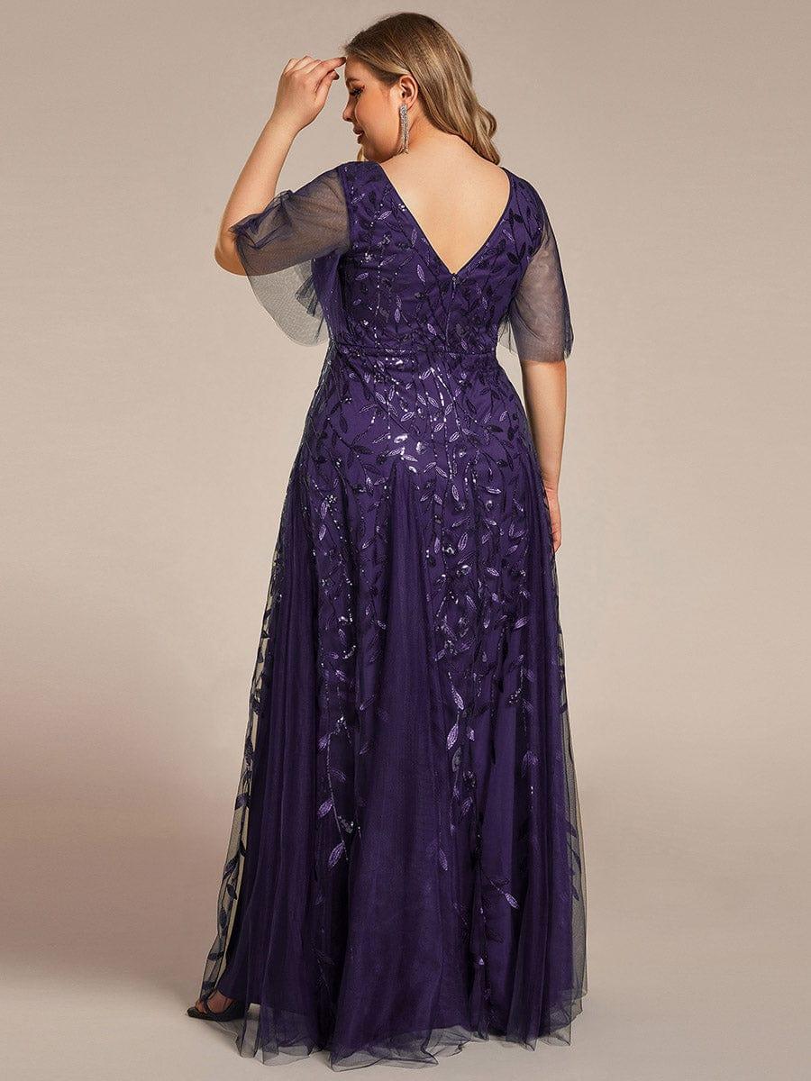 Grace | Fitted V-Neck Ruffle Sleeve Prom Dress