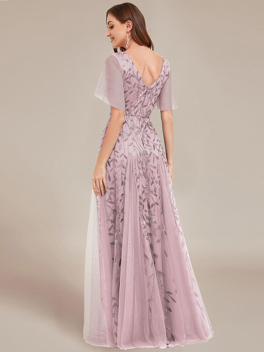 Grace | Fitted V-Neck Ruffle Sleeve Prom Dress