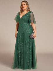 Grace | Fitted V-Neck Ruffle Sleeve Prom Dress