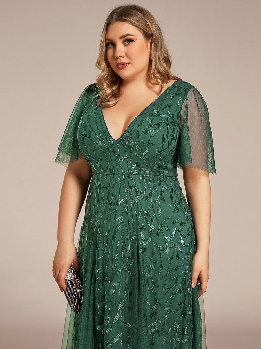 Grace | Fitted V-Neck Ruffle Sleeve Prom Dress
