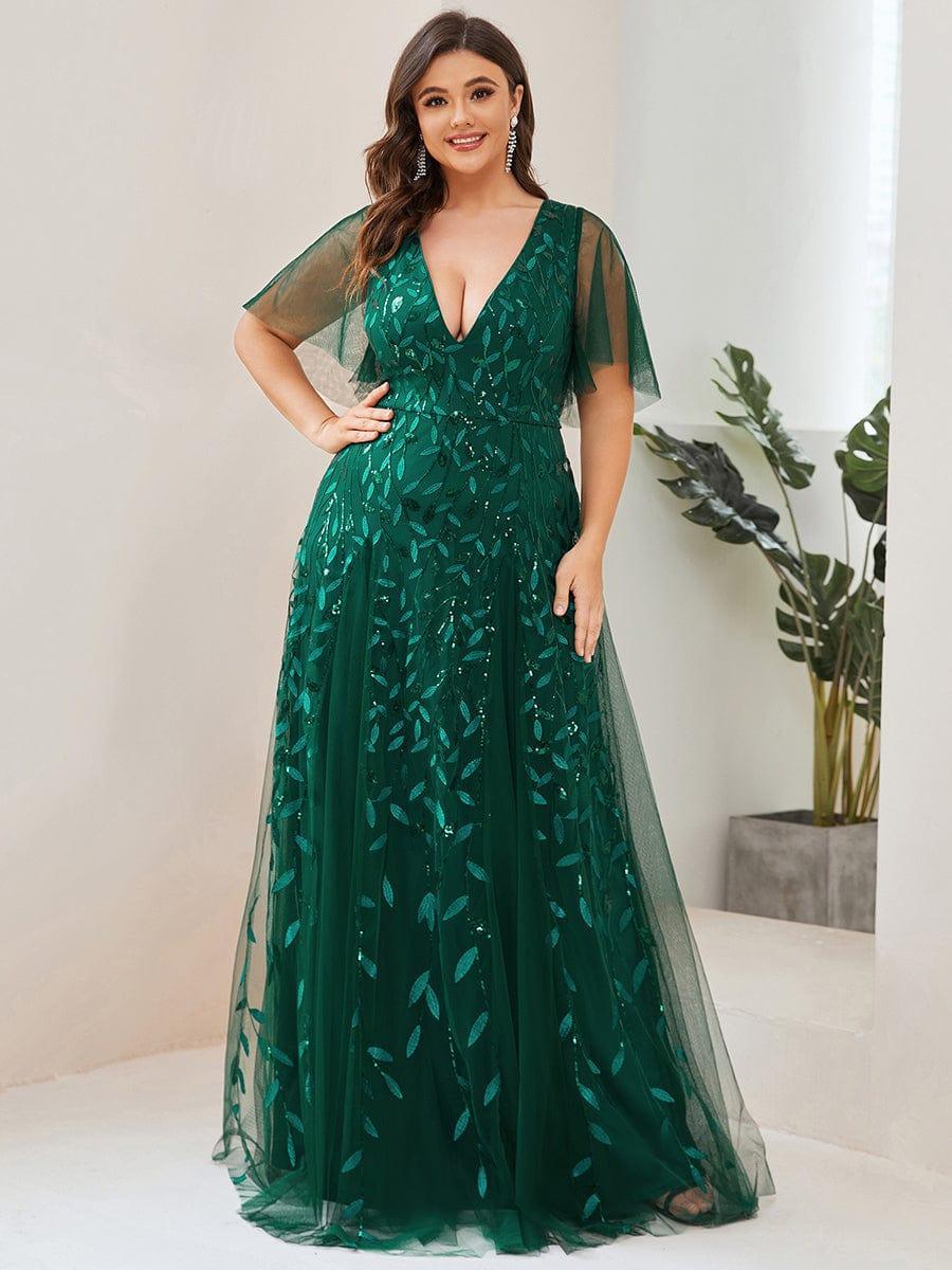 Grace | Fitted V-Neck Ruffle Sleeve Prom Dress