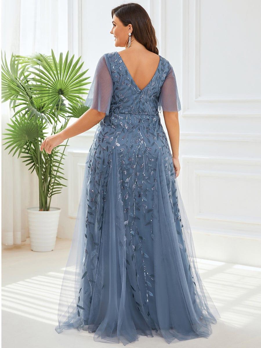 Grace | Fitted V-Neck Ruffle Sleeve Prom Dress