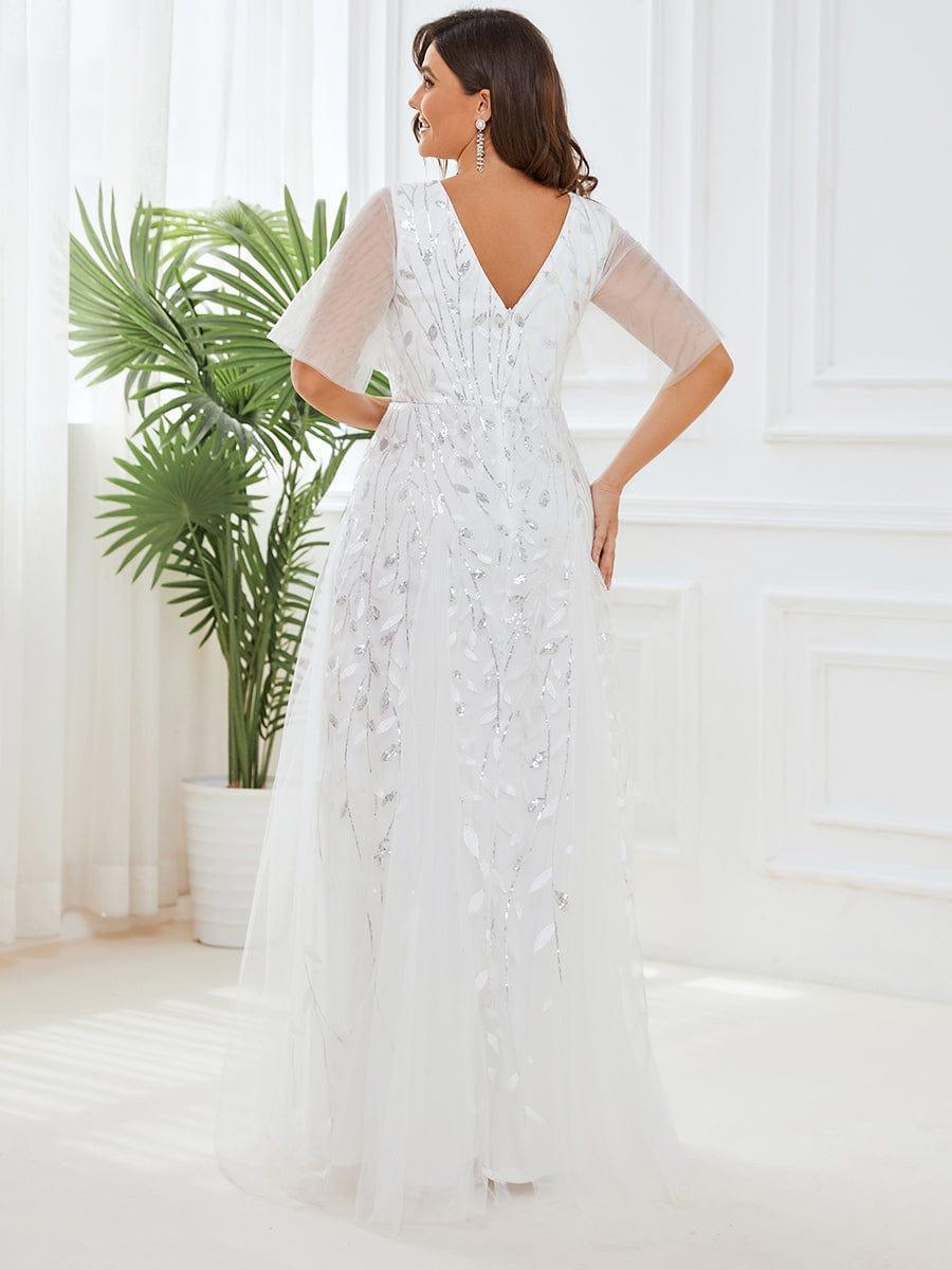 Grace | Fitted V-Neck Ruffle Sleeve Prom Dress