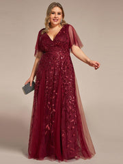 Grace | Fitted V-Neck Ruffle Sleeve Prom Dress
