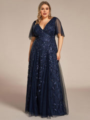 Grace | Fitted V-Neck Ruffle Sleeve Prom Dress