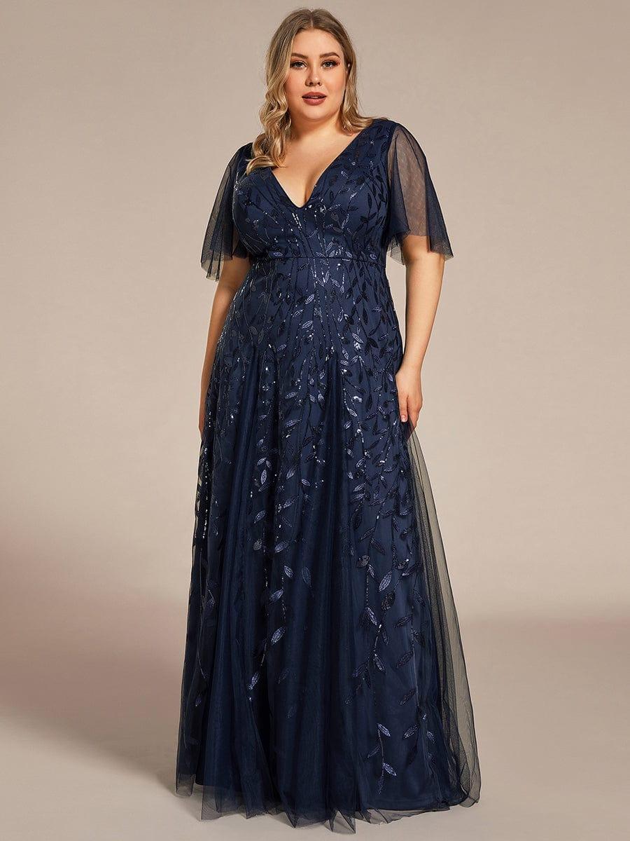 Grace | Fitted V-Neck Ruffle Sleeve Prom Dress