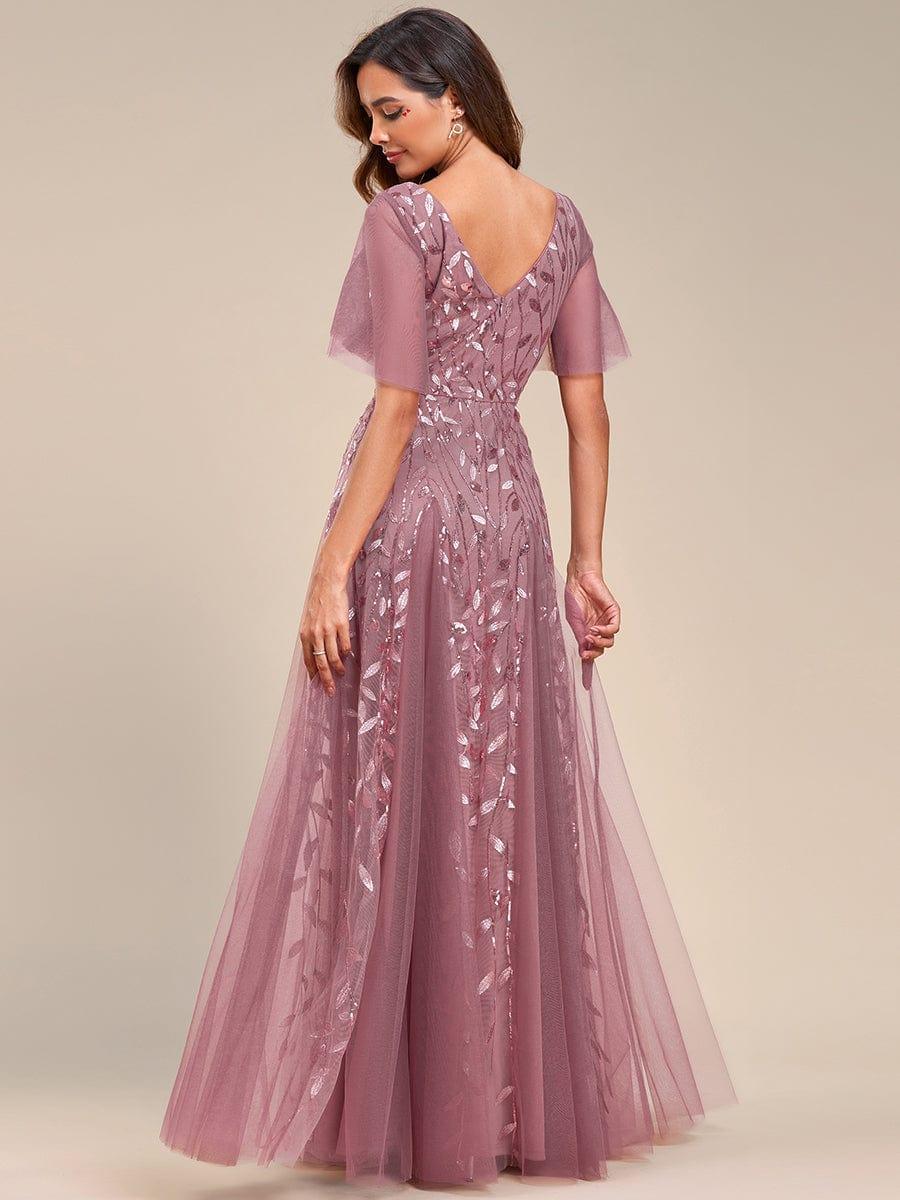 Grace | Fitted V-Neck Ruffle Sleeve Prom Dress