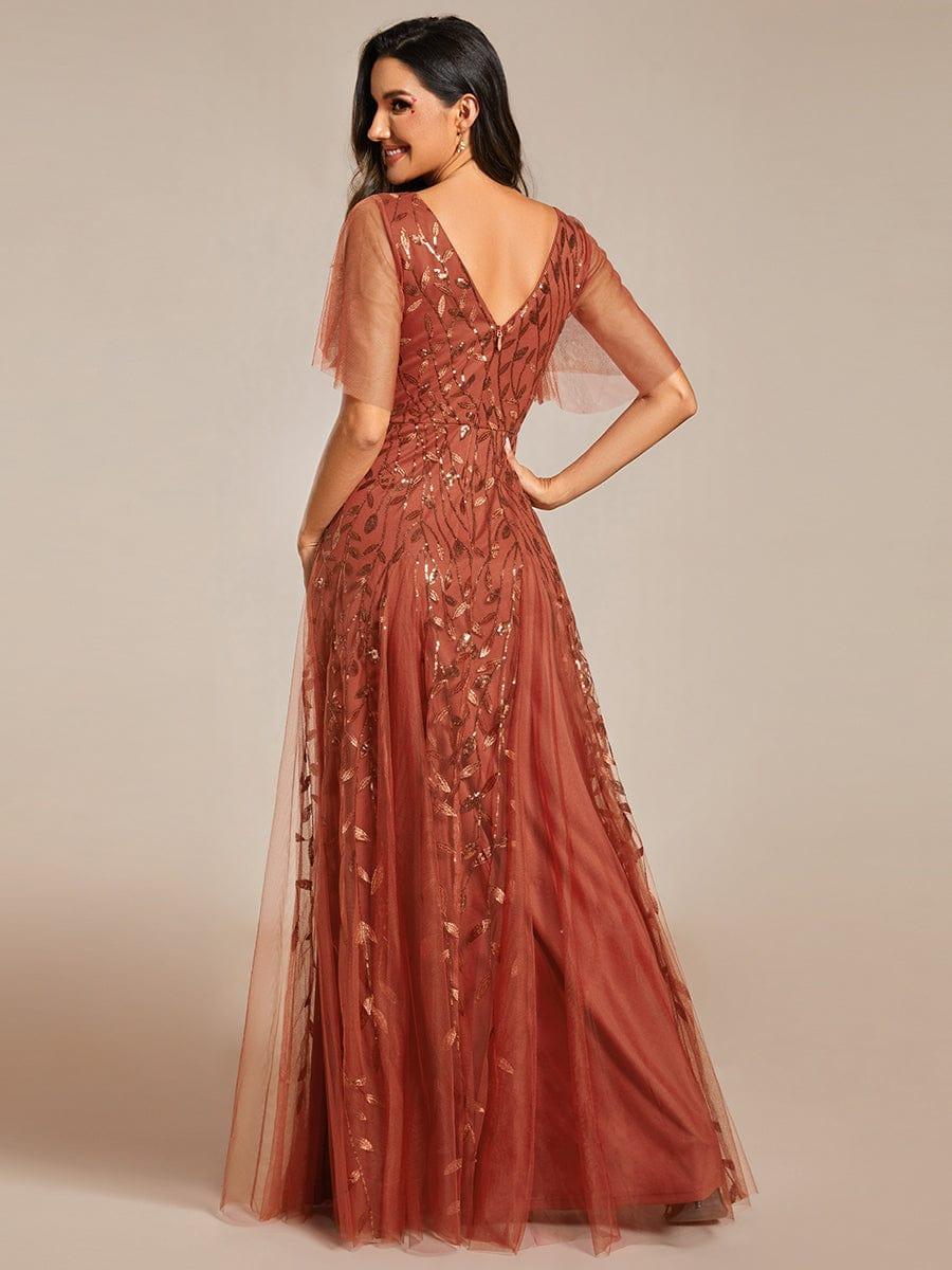 Grace | Fitted V-Neck Ruffle Sleeve Prom Dress