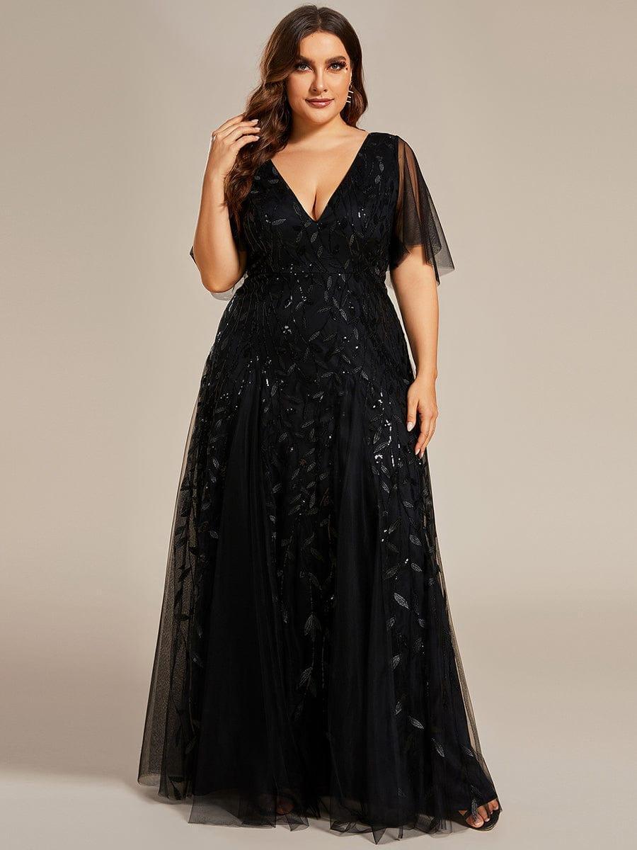 Grace | Fitted V-Neck Ruffle Sleeve Prom Dress