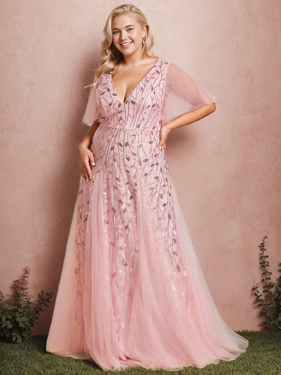 Grace | Fitted V-Neck Ruffle Sleeve Prom Dress