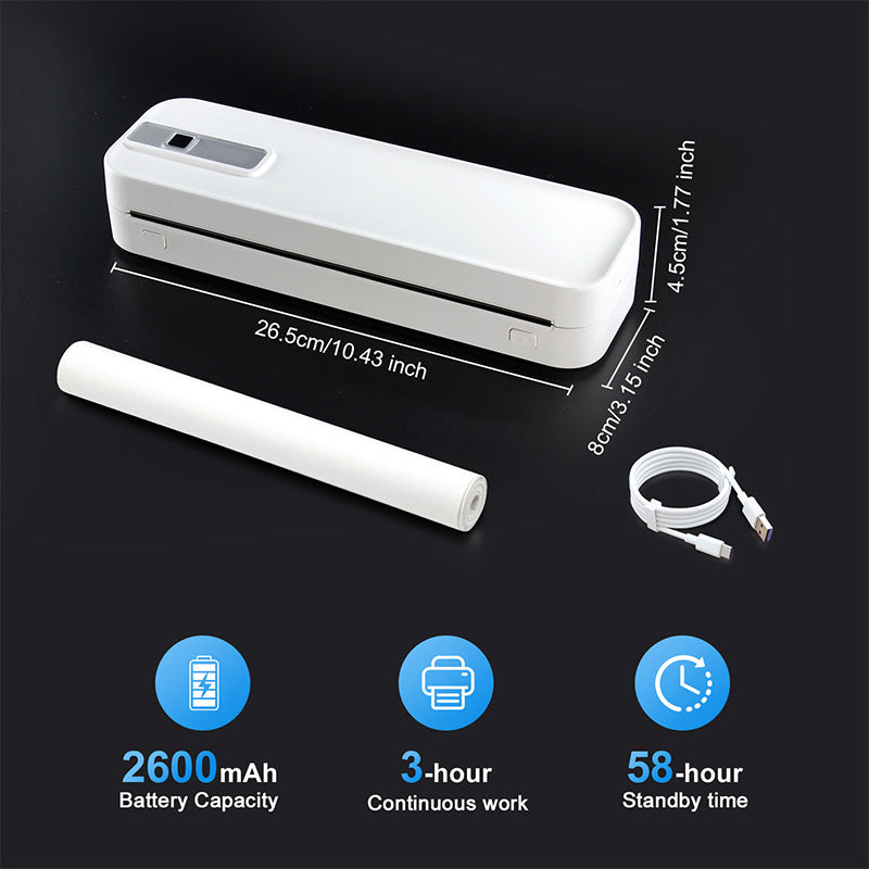 Havenbrook | Portable Bluetooth Thermal Printer with Wireless Inkless Printing for Mobile Use