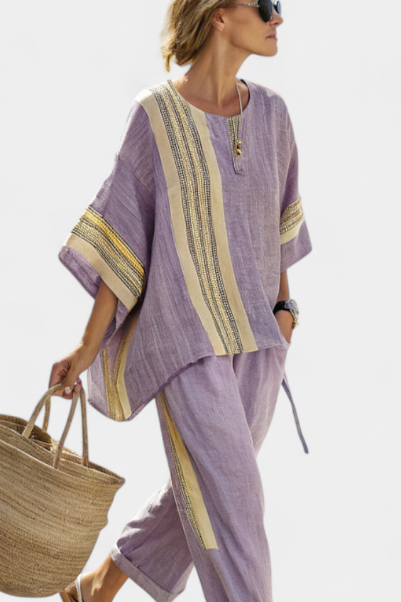 Holland | Oversized Relaxed Fit Striped Linen Set