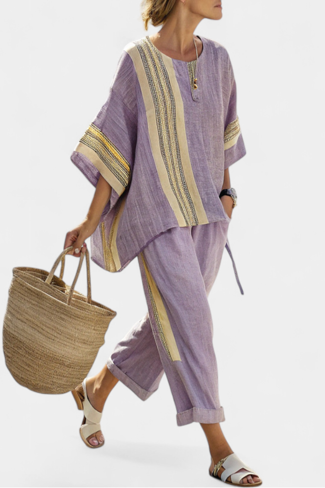 Holland | Oversized Relaxed Fit Striped Linen Set