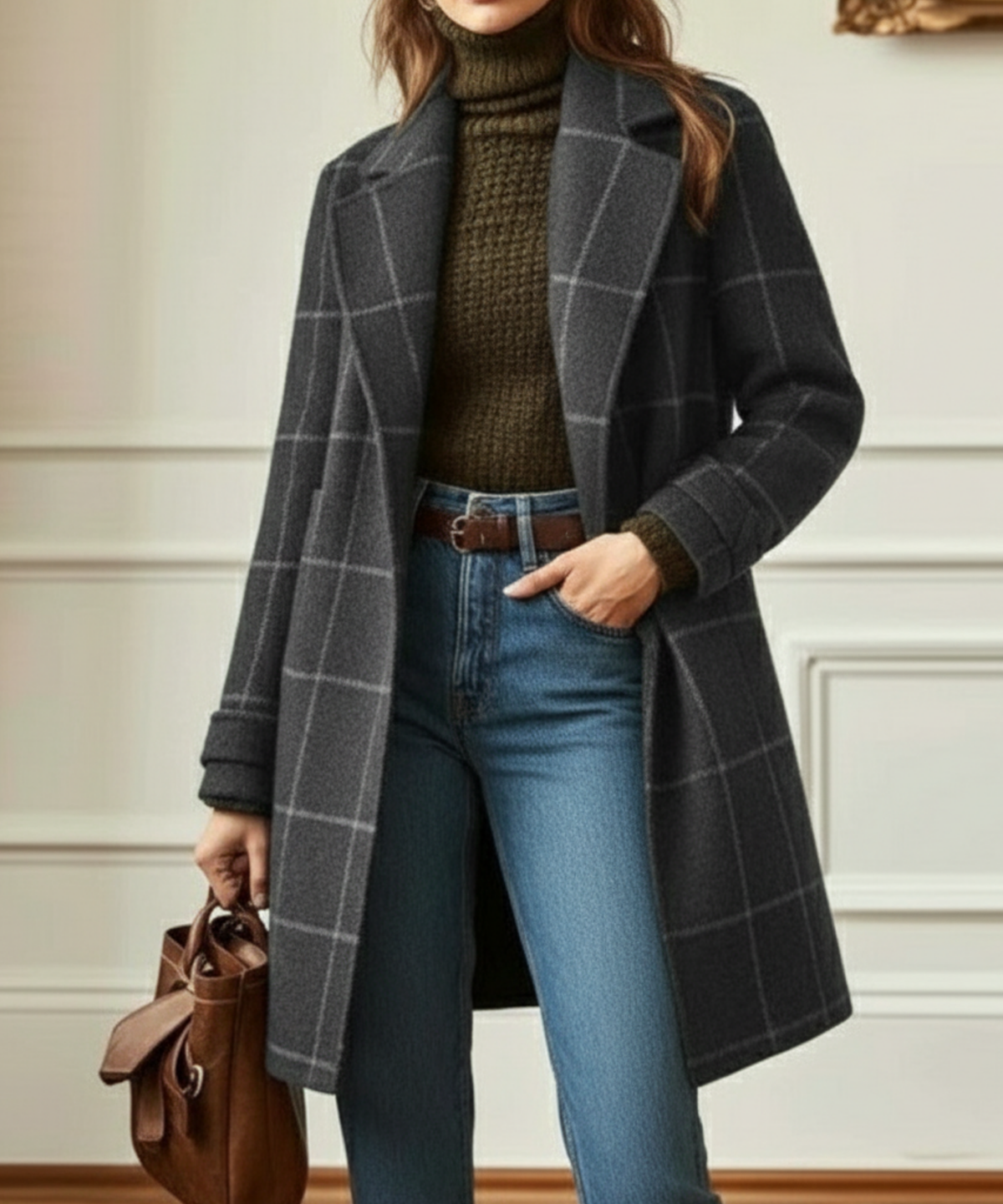 Ilaria | Classic Fit Wool Check Coat