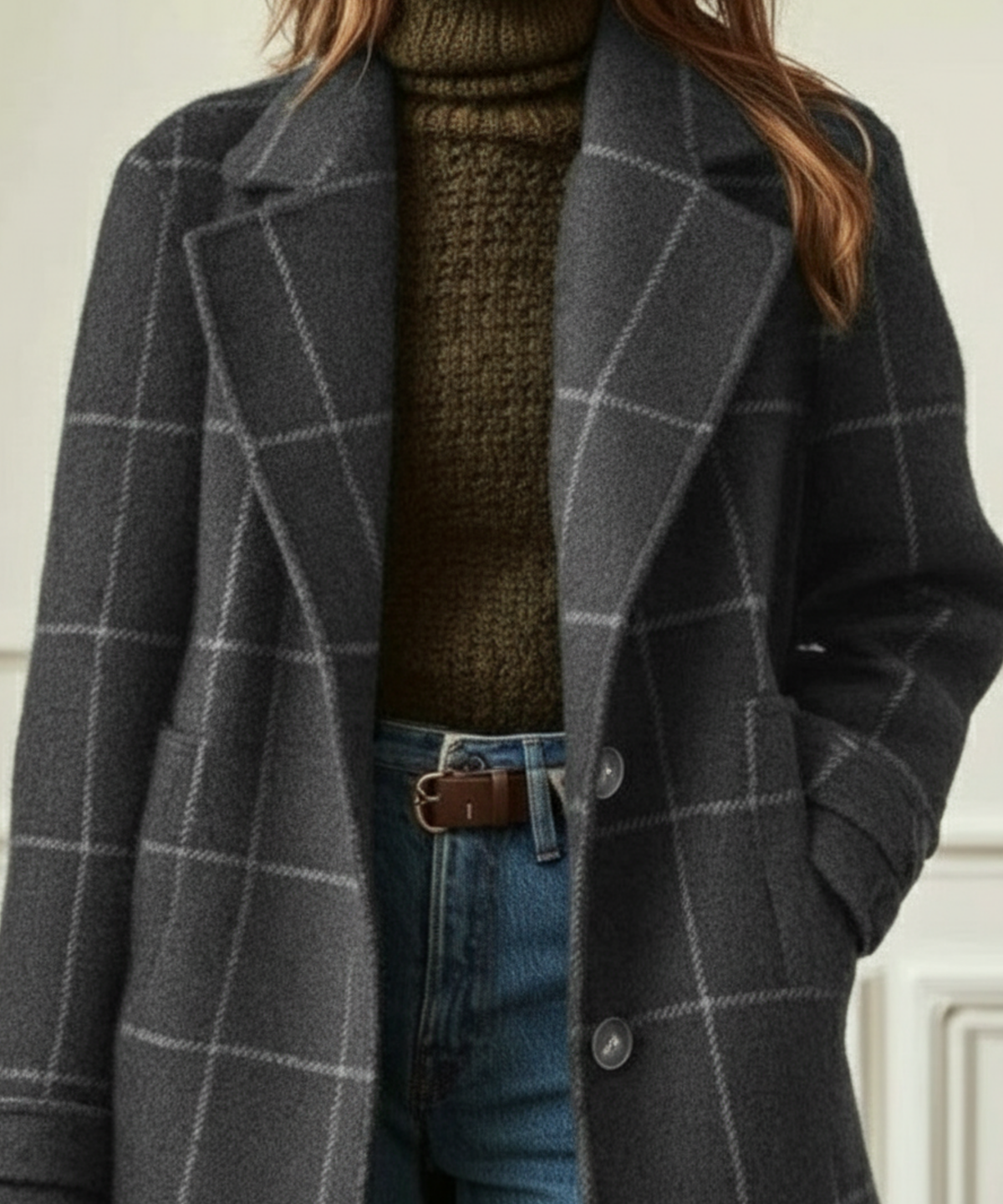 Ilaria | Classic Fit Wool Check Coat