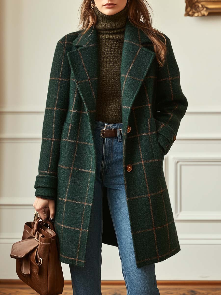 Ilaria | Classic Fit Wool Check Coat