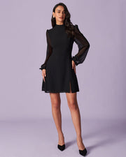 India | Sheer Stand Collar Slit Mini Dress Concert Outfit
