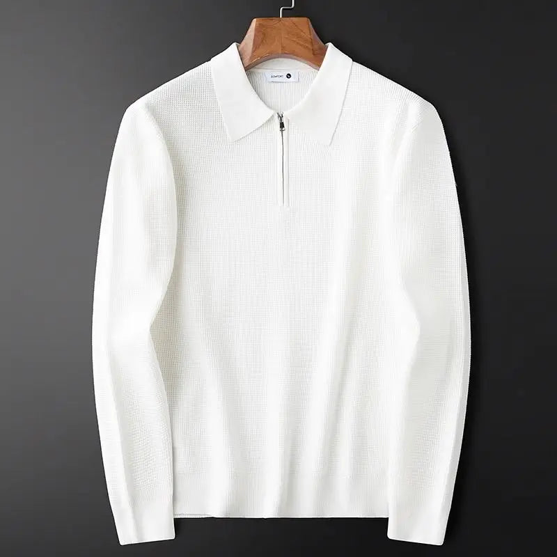 Indigo | Tailored Fit Waffle Knit Quarter-Zip Pullover