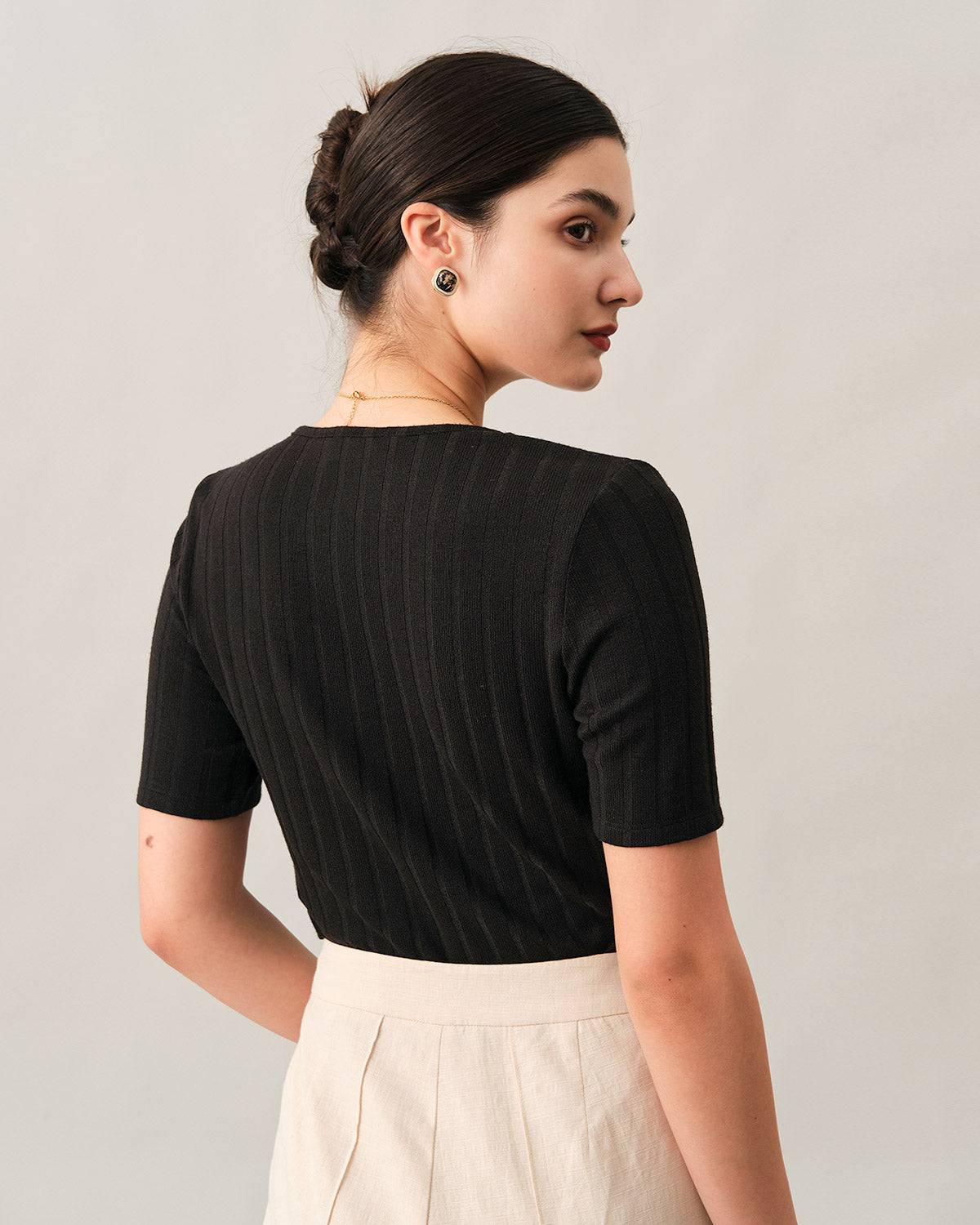 Isla | Slim Fit Ribbed Lace Trim Festival Tee