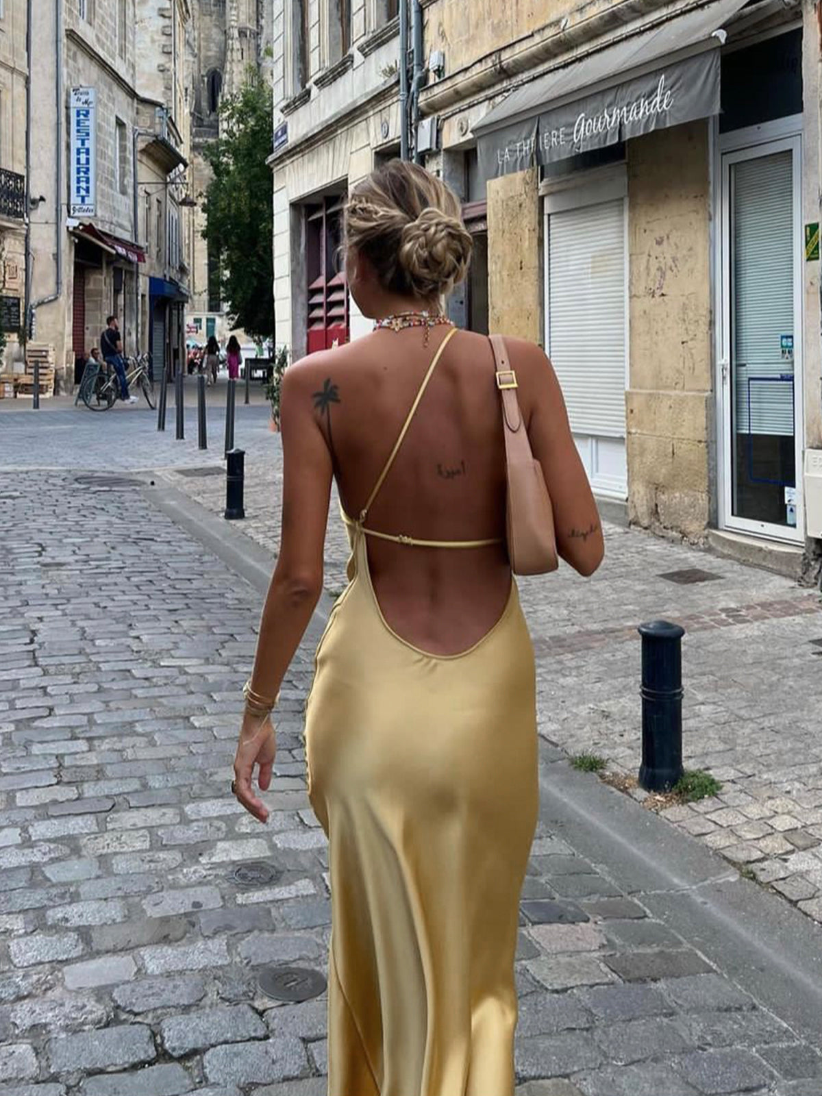 Jade | Open Back Satin Prom Dress With Side Slit