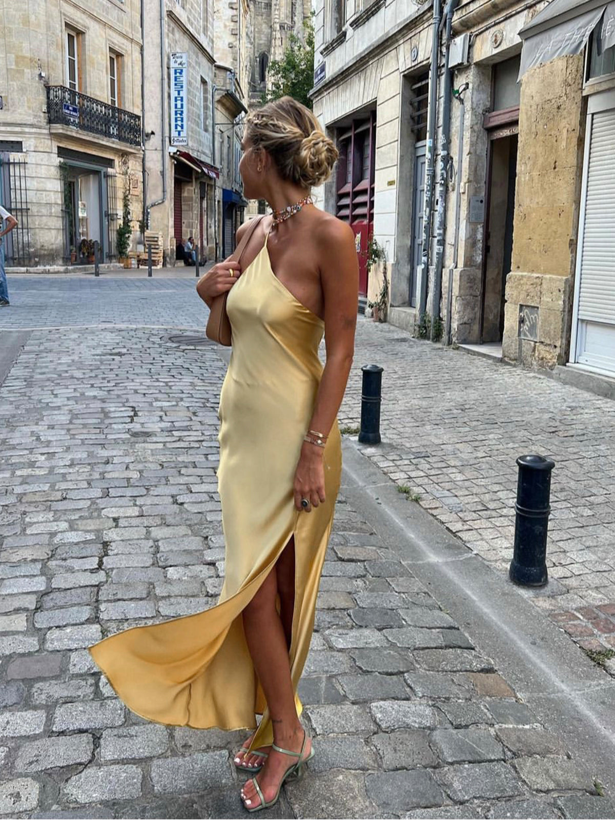 Jade | Open Back Satin Prom Dress With Side Slit