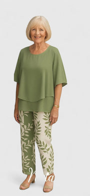 Jocelyn | Relaxed Fit Half Sleeve Top and Printed Pants Set