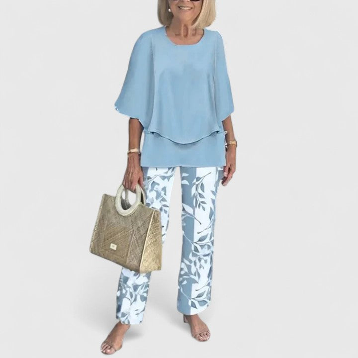 Jocelyn | Relaxed Fit Half Sleeve Top and Printed Pants Set