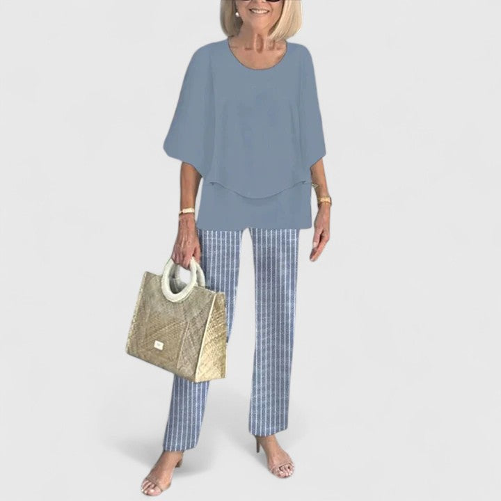 Jocelyn | Relaxed Fit Half Sleeve Top and Printed Pants Set