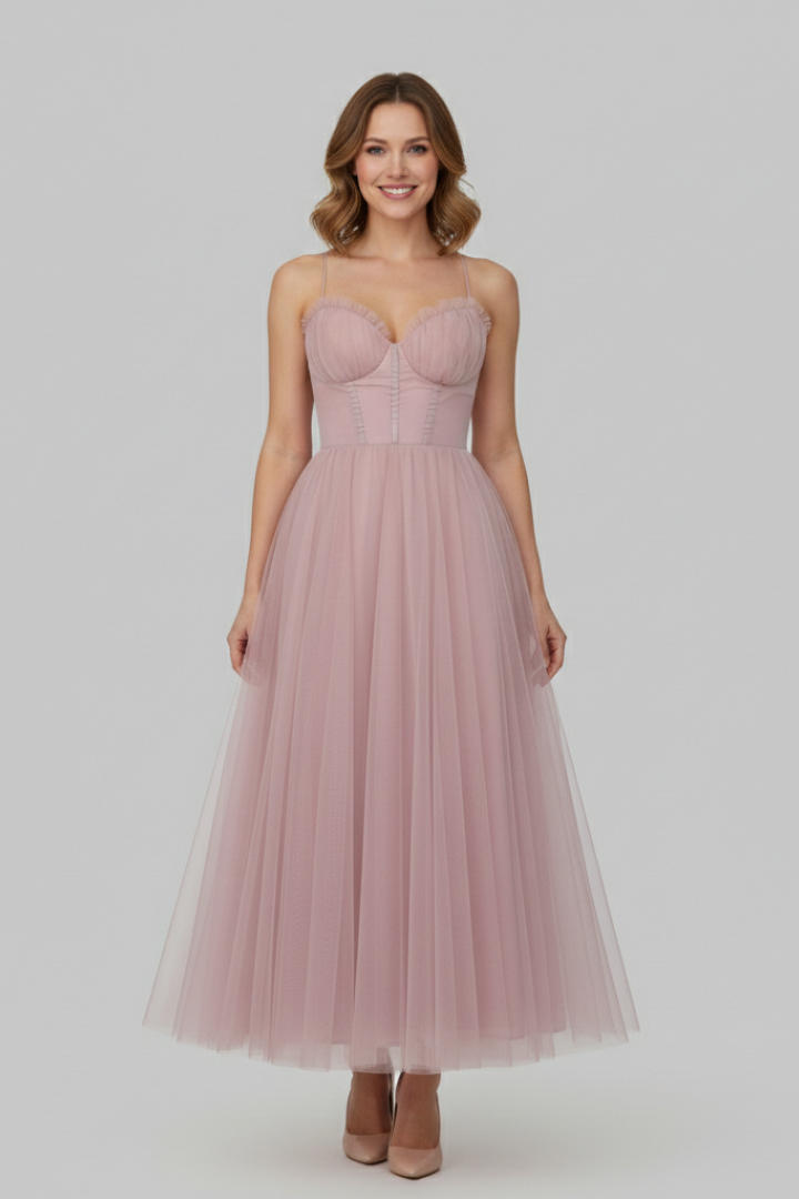 Josephine | Strapless Layered Tulle Maxi Dress