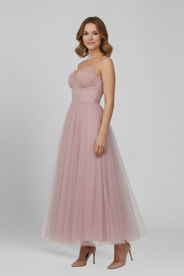 Josephine | Strapless Layered Tulle Maxi Dress
