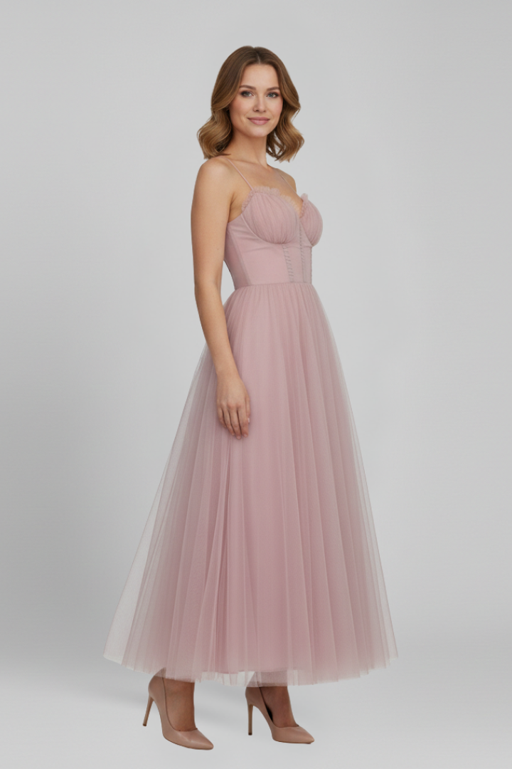 Josephine | Strapless Layered Tulle Maxi Dress