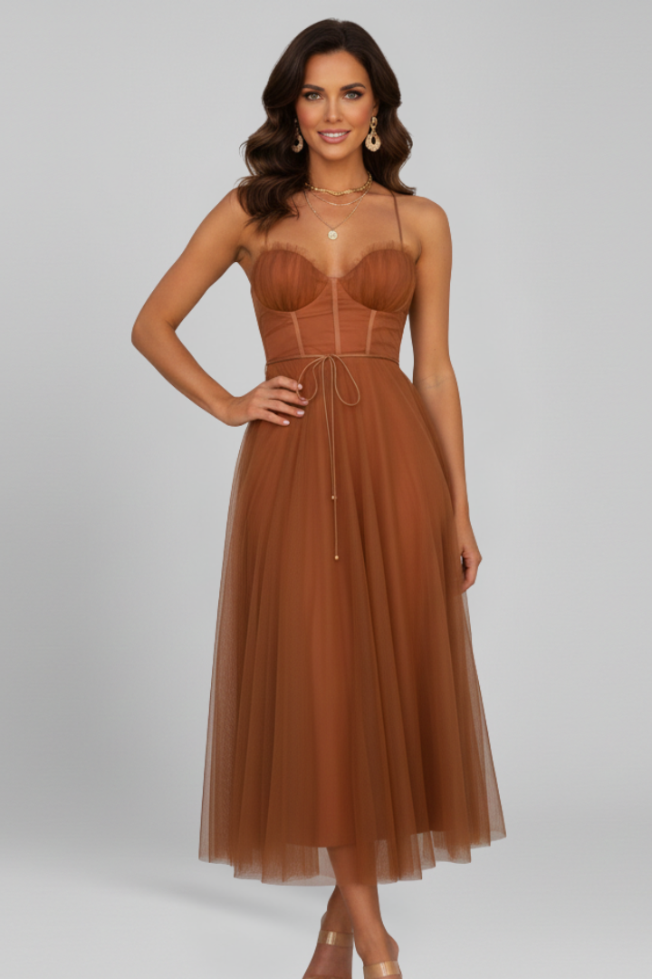 Josephine | Strapless Layered Tulle Maxi Dress