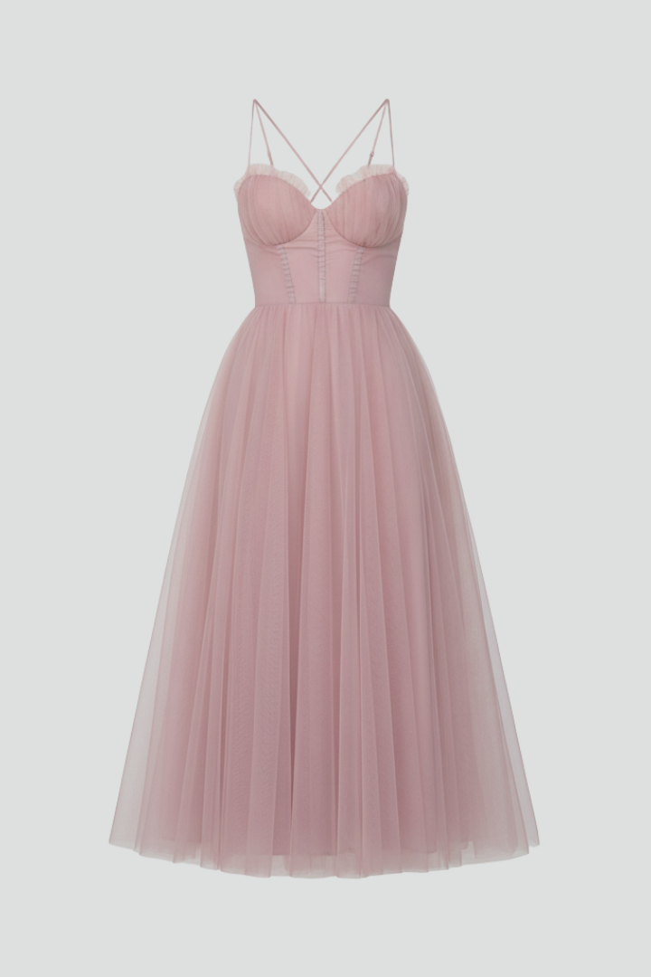 Josephine | Strapless Layered Tulle Maxi Dress