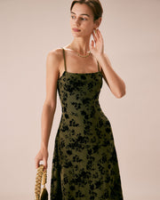 Judith | A-Line Floral Burnout Wedding Guest Midi Dress
