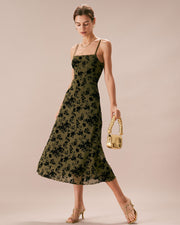 Judith | A-Line Floral Burnout Wedding Guest Midi Dress