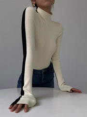 Juno | Relaxed Fit Two-Tone Holiday Knit Top