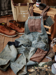 Justin | Relaxed Fit Contrast Denim Overalls