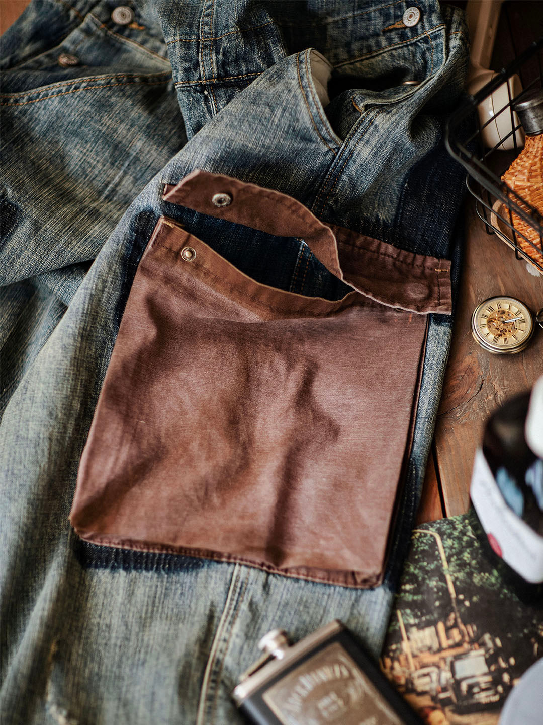Justin | Relaxed Fit Contrast Denim Overalls