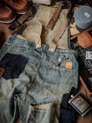 Justin | Relaxed Fit Contrast Denim Overalls