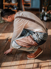 Justin | Relaxed Fit Contrast Denim Overalls