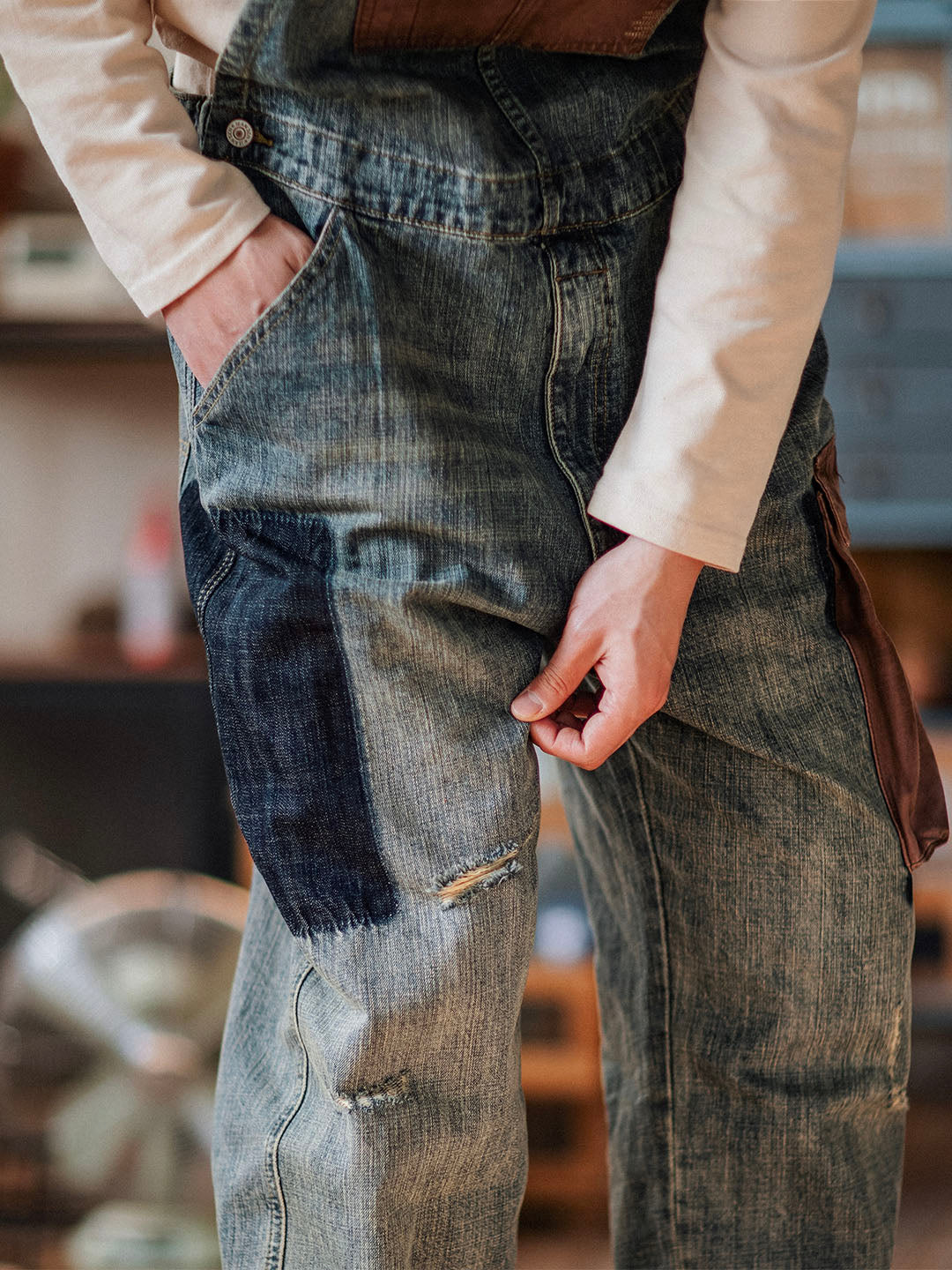 Justin | Relaxed Fit Contrast Denim Overalls