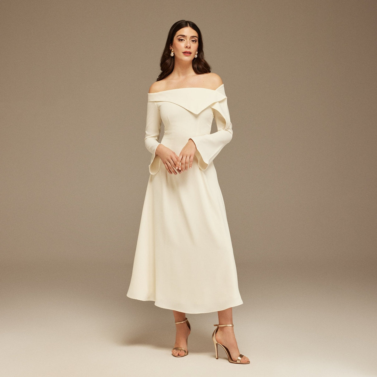 Justine | Asymmetric Neckline A-Line Wedding Guest Dress