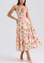 Kaia | Fitted Pink Print Sundress