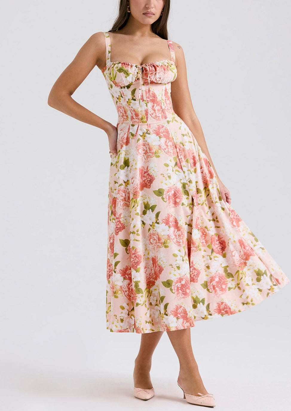 Kaia | Fitted Pink Print Sundress