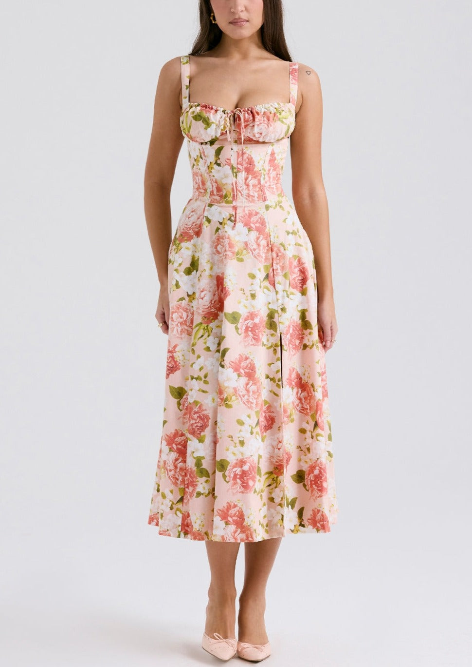 Kaia | Fitted Pink Print Sundress
