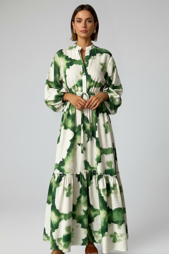 Kendall | V-Neck Long Sleeve Printed Maxi Dress