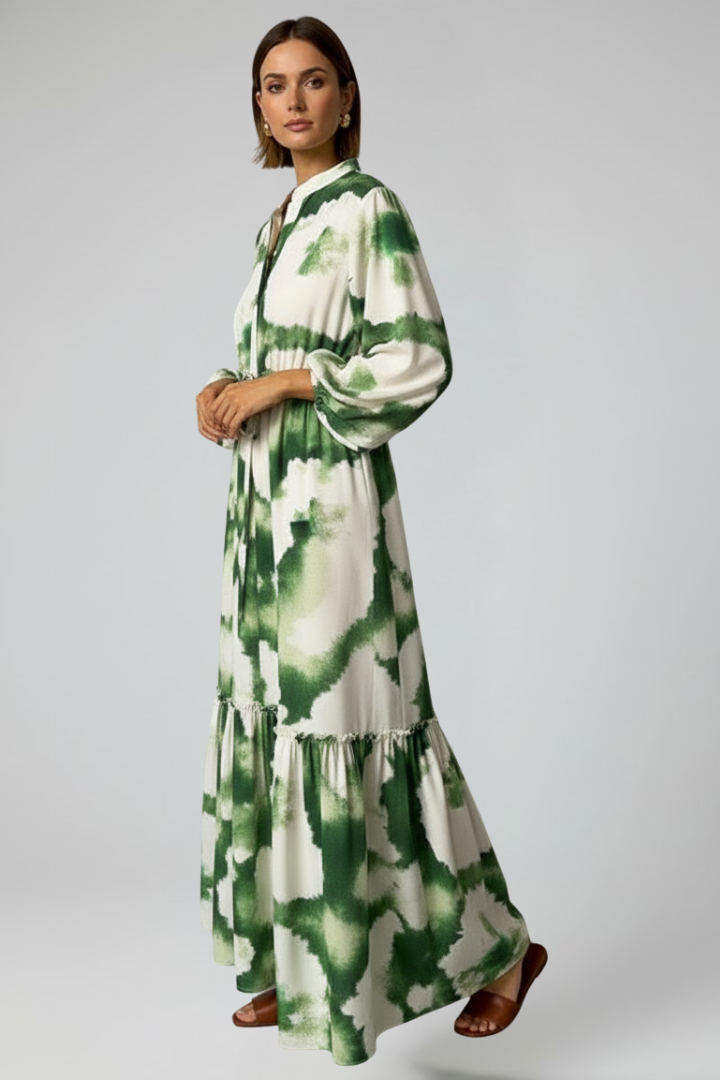 Kendall | V-Neck Long Sleeve Printed Maxi Dress