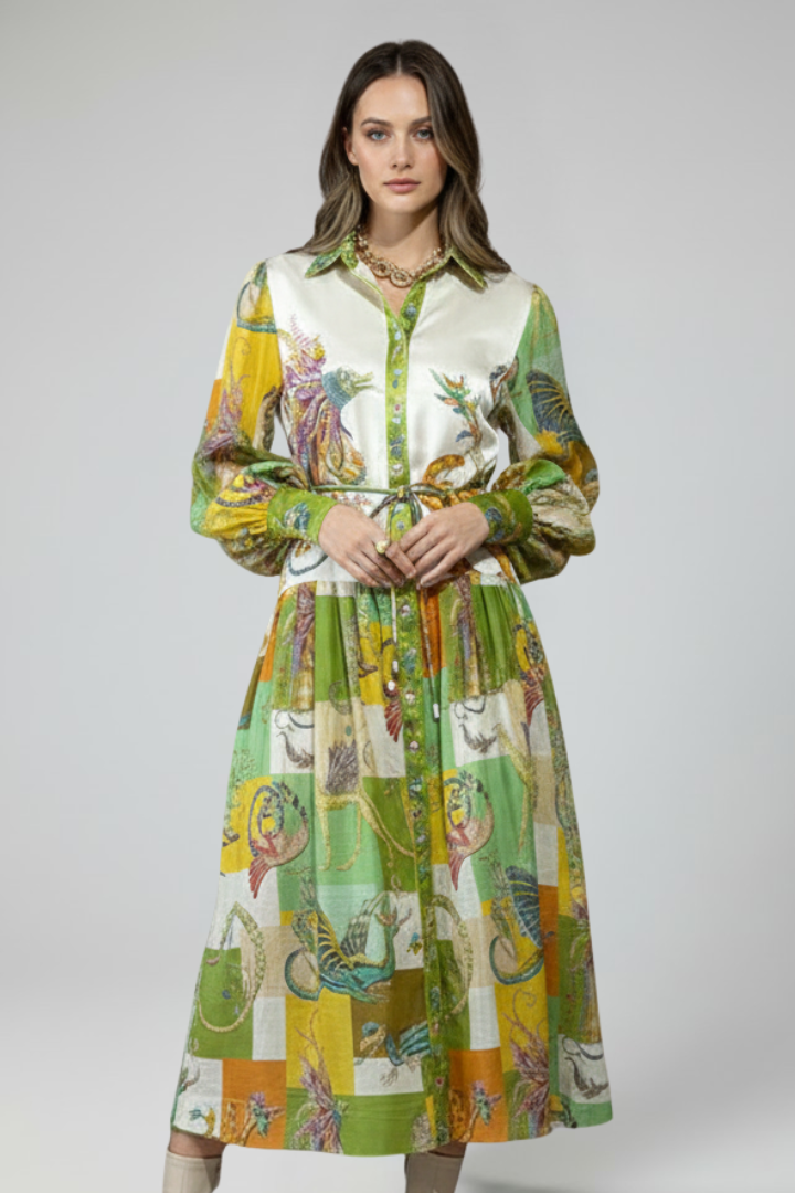 Kendall | V-Neck Long Sleeve Printed Maxi Dress
