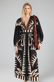 Kendall | V-Neck Long Sleeve Printed Maxi Dress