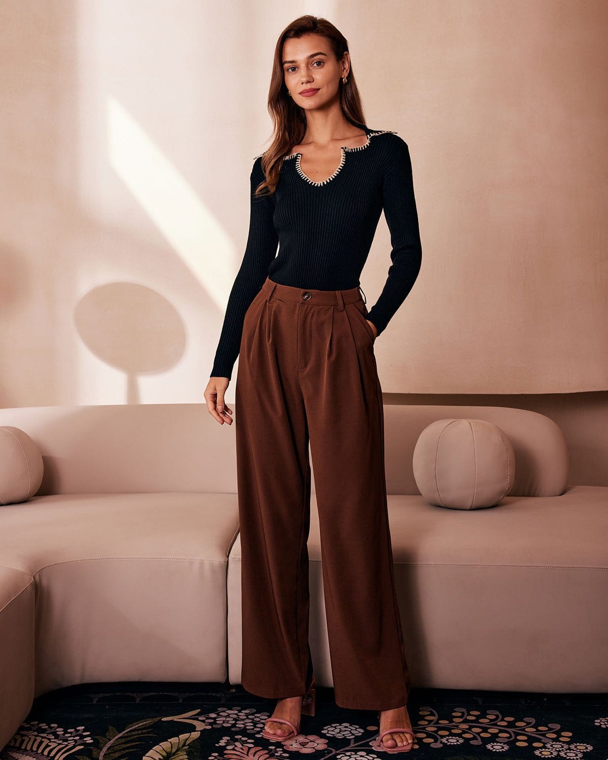 Kennedy | Relaxed Fit Colorblock Ribbed Knit Holiday Top